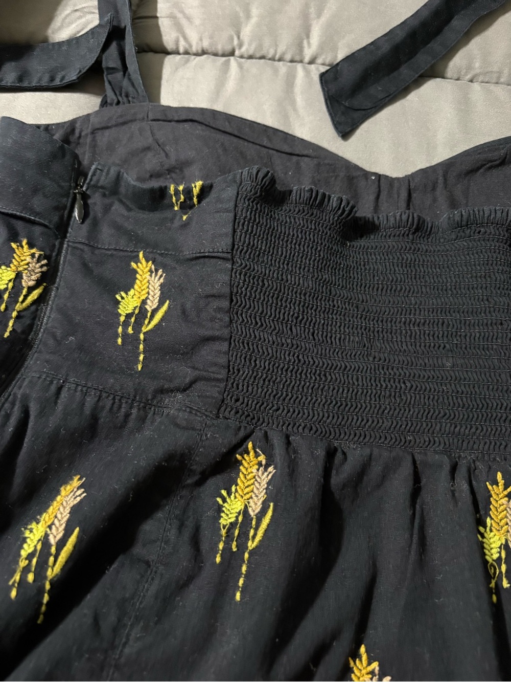 Floreat Black Lace-Trim Halter Cami with Gold wheat print - Picture 11 of 13
